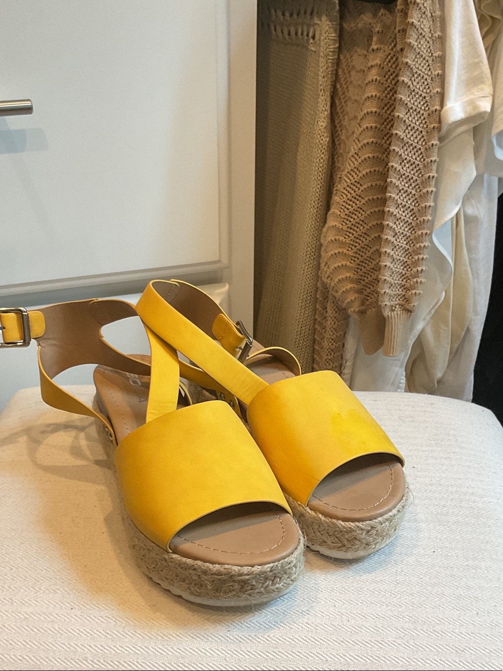 Soda Yellow Espadrille Platform Sandals